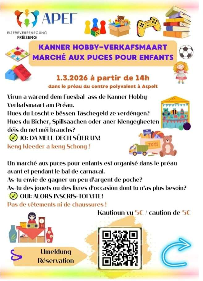 Marché aux puces pour enfants / Kanner Hobby-Verkaafsmaart